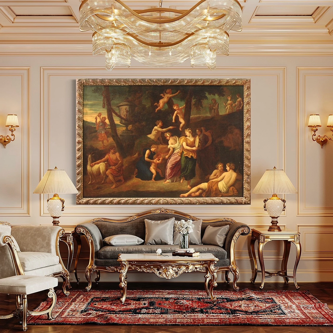 Bacchanal, oil painting on canvas, second half of the 17th century 15