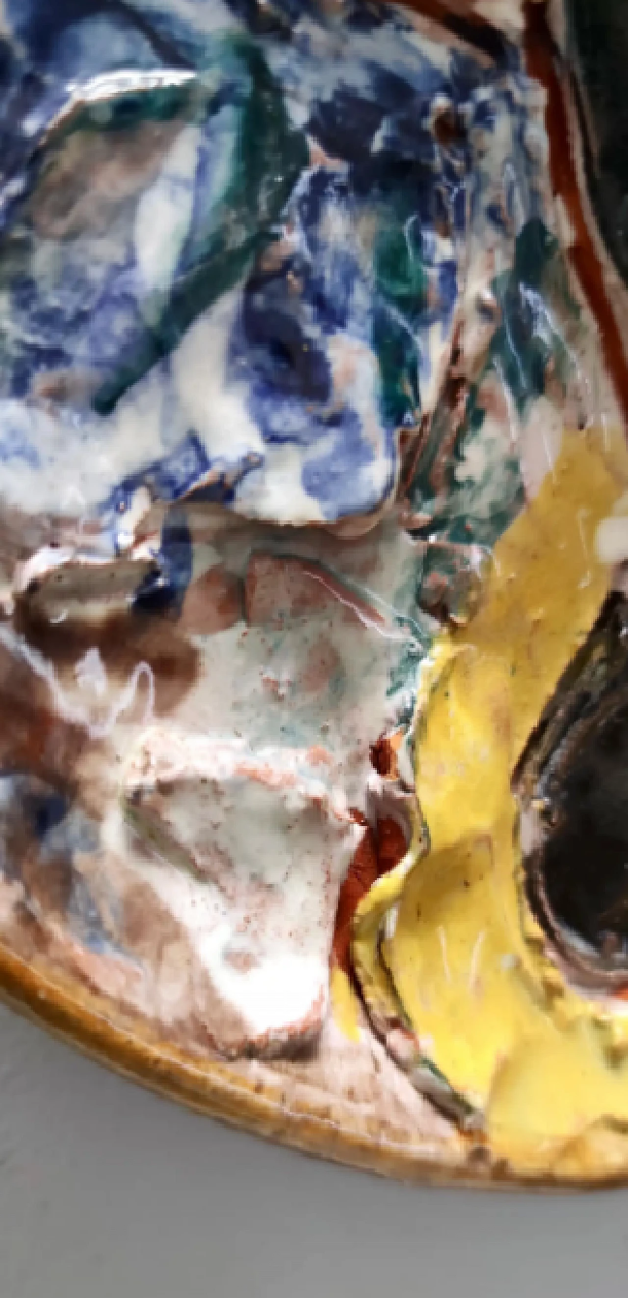 Glazed ceramic plate with two clowns, 1950s 6