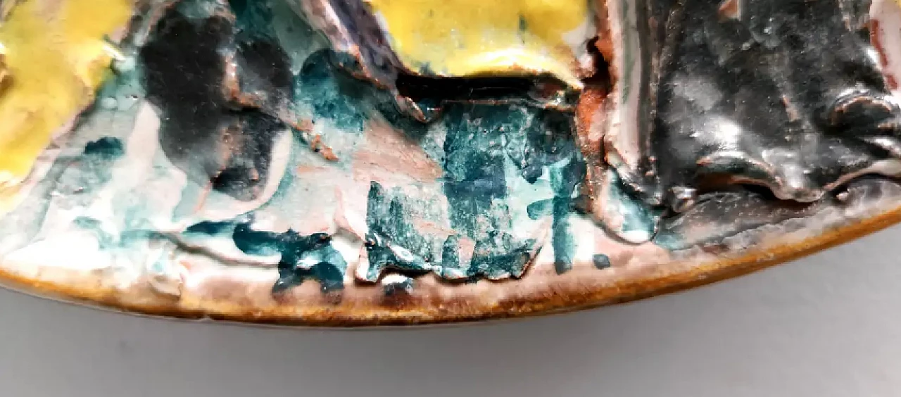 Glazed ceramic plate with two clowns, 1950s 7