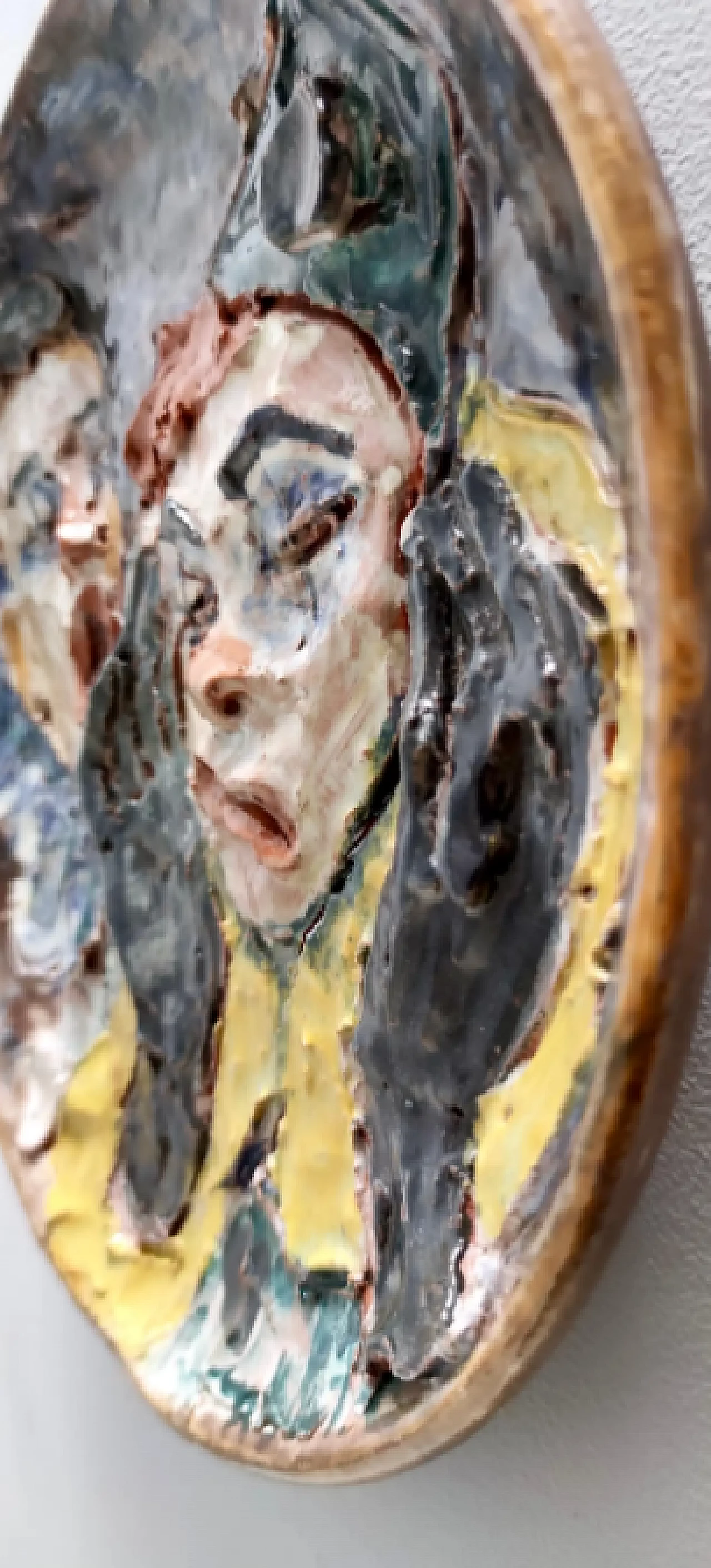 Glazed ceramic plate with two clowns, 1950s 8