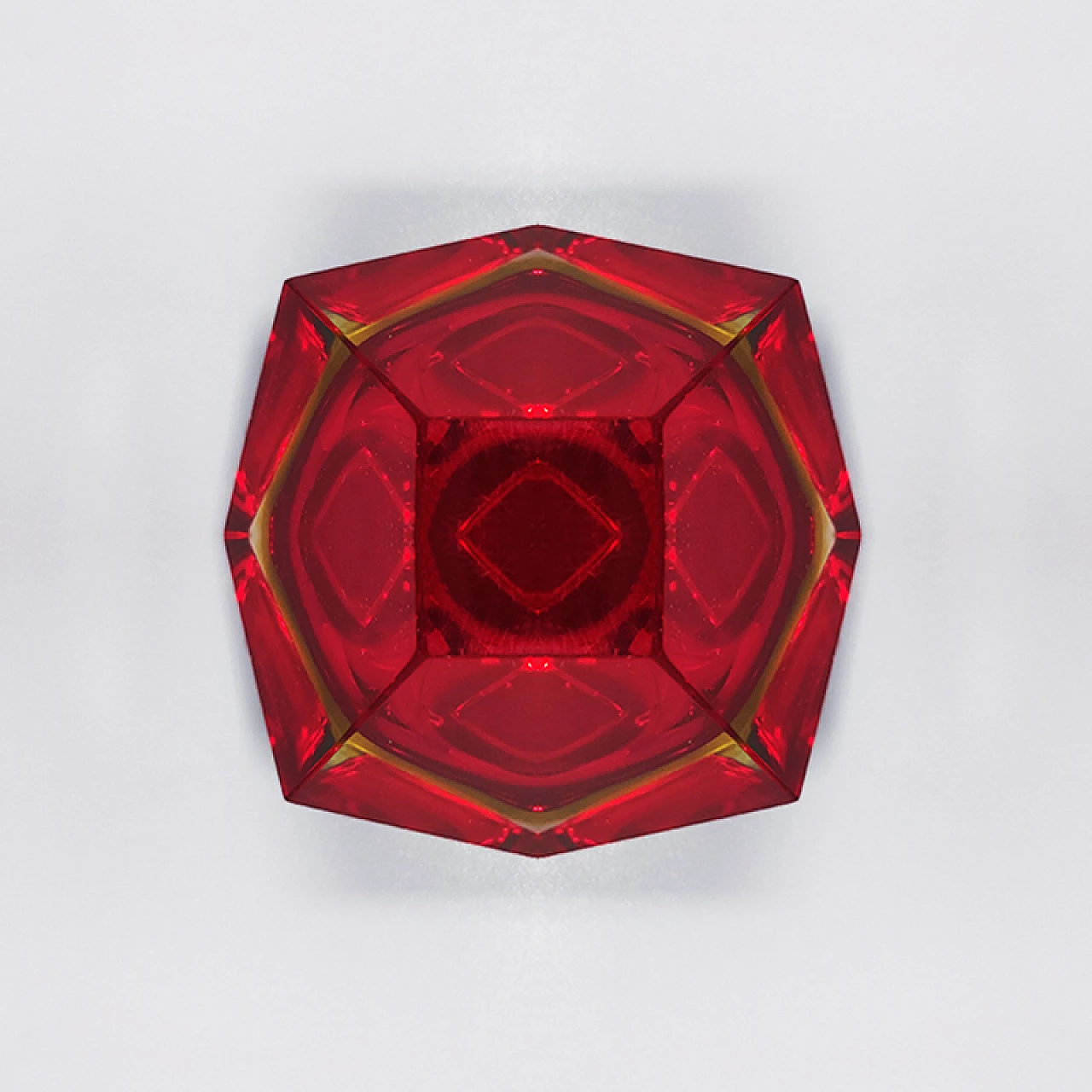 Yellow and red Murano glass ashtray by Flavio Poli for Seguso, 1960s 4