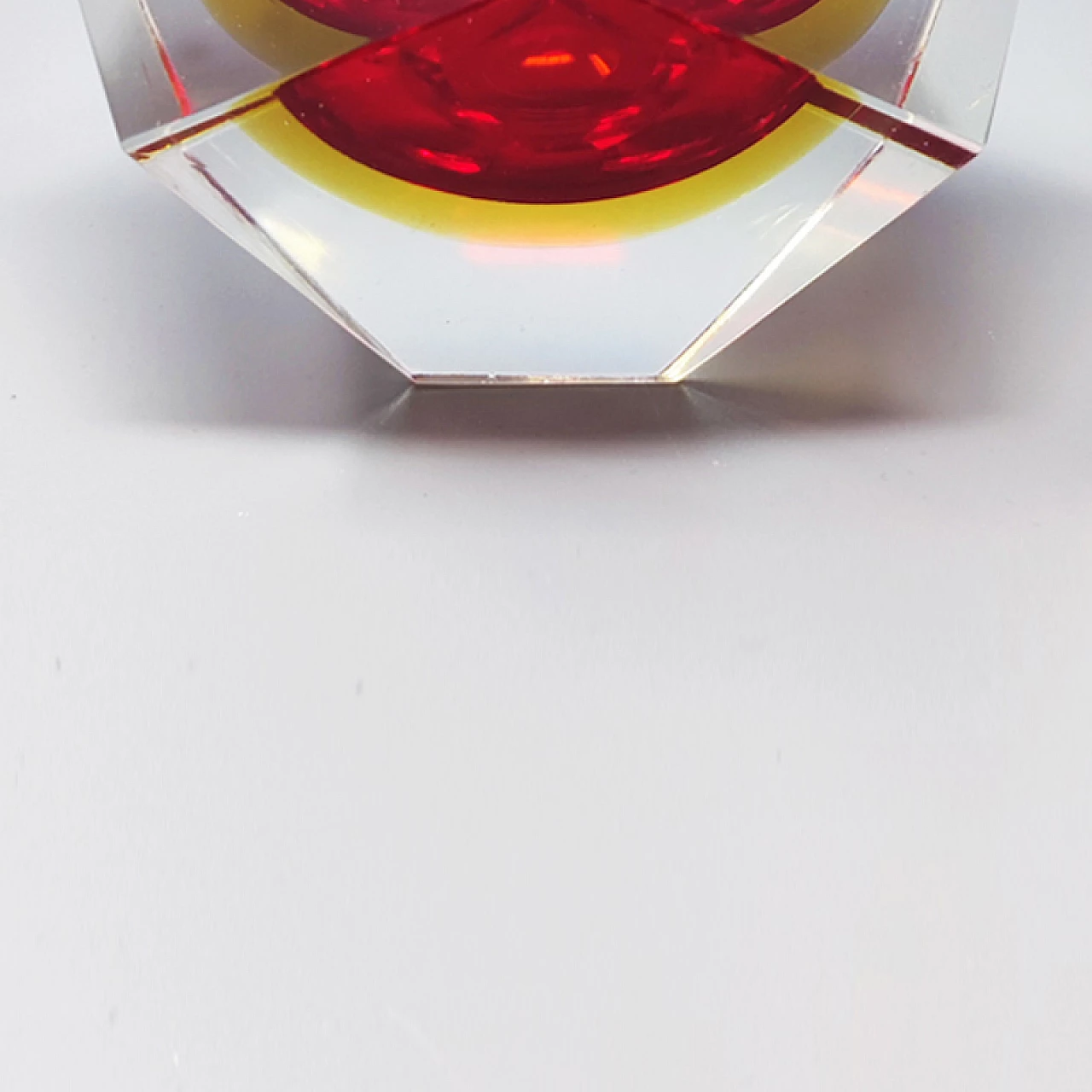 Yellow and red Murano glass ashtray by Flavio Poli for Seguso, 1960s 6