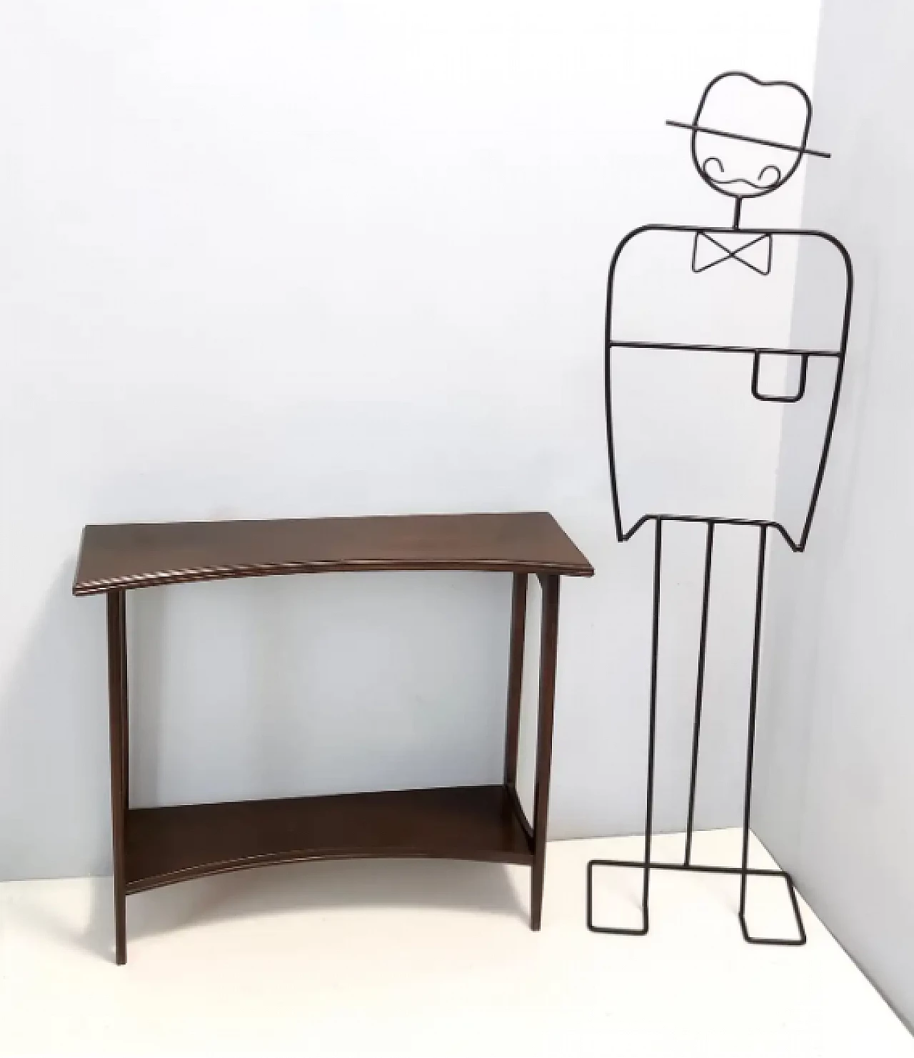 Tavolo consolle in faggio ebanizzato con ripiano inferiore, anni '80 3