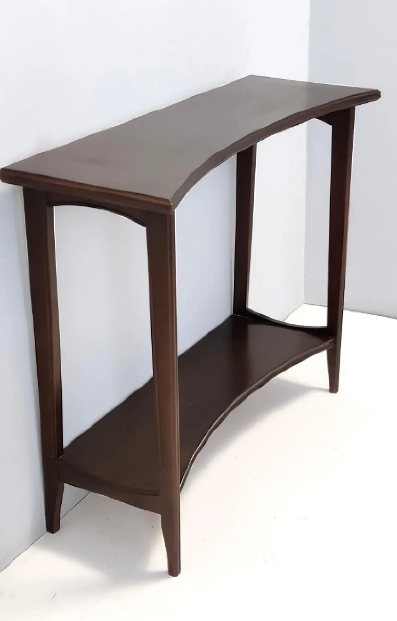 Tavolo consolle in faggio ebanizzato con ripiano inferiore, anni '80 4