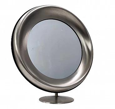 Round anodised brass dressing table mirror attributable to Sergio Mazza, 1970s
