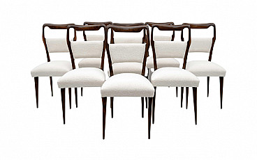 8 Chairs in wood and bouclé fabric by Vittorio Dassi, 1950s