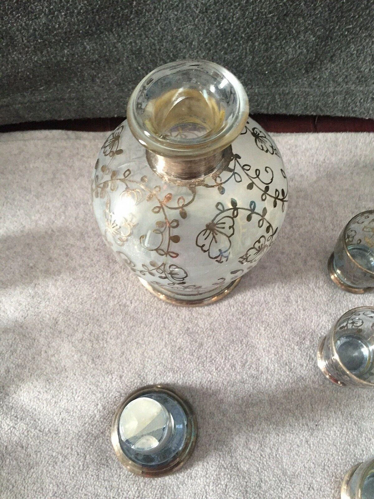 6 Glass liqueur cups and bottle, mid-19th century 10