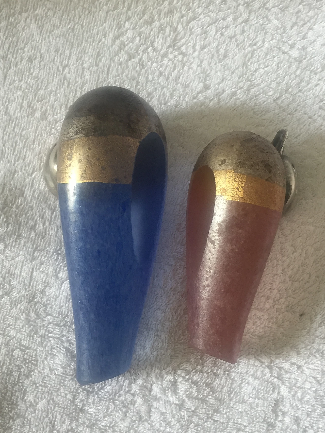 Coppia di papere in vetro scavo di Murano e argento, anni '70 4