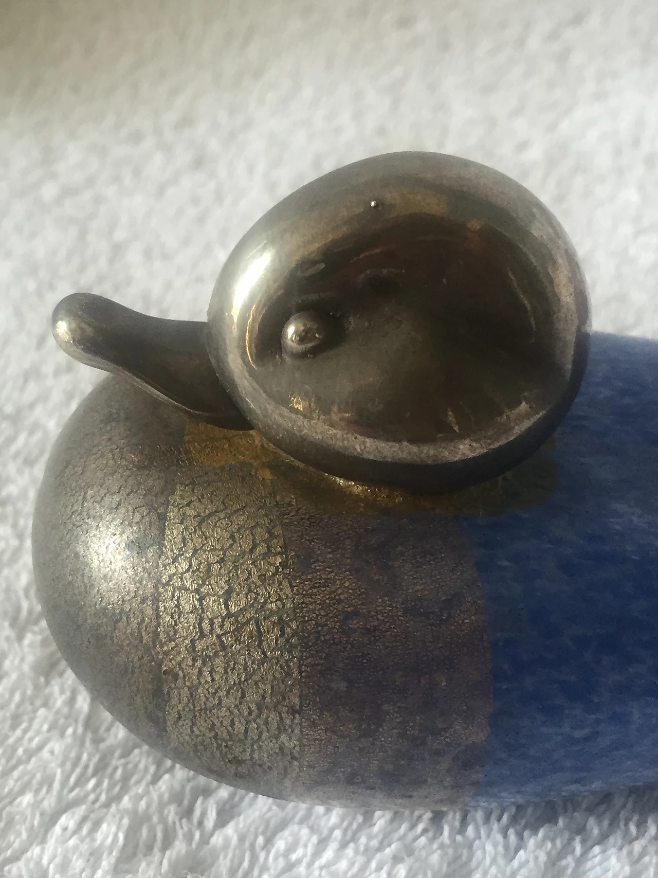 Coppia di papere in vetro scavo di Murano e argento, anni '70 12