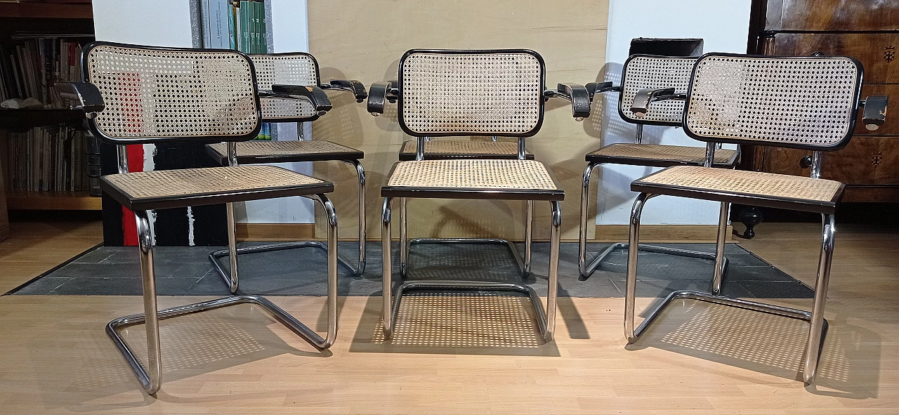 6 Cesca B32 armchairs by Marcel Breuer for Stendig Furniture Co., 1970s 1