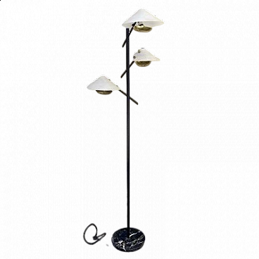 Floor lamp with marble base in the style of Oluce, 1950s