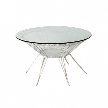 Tavolino in ferro battuto e cristallo di Gio Ponti per Casa & Giardino, anni '50