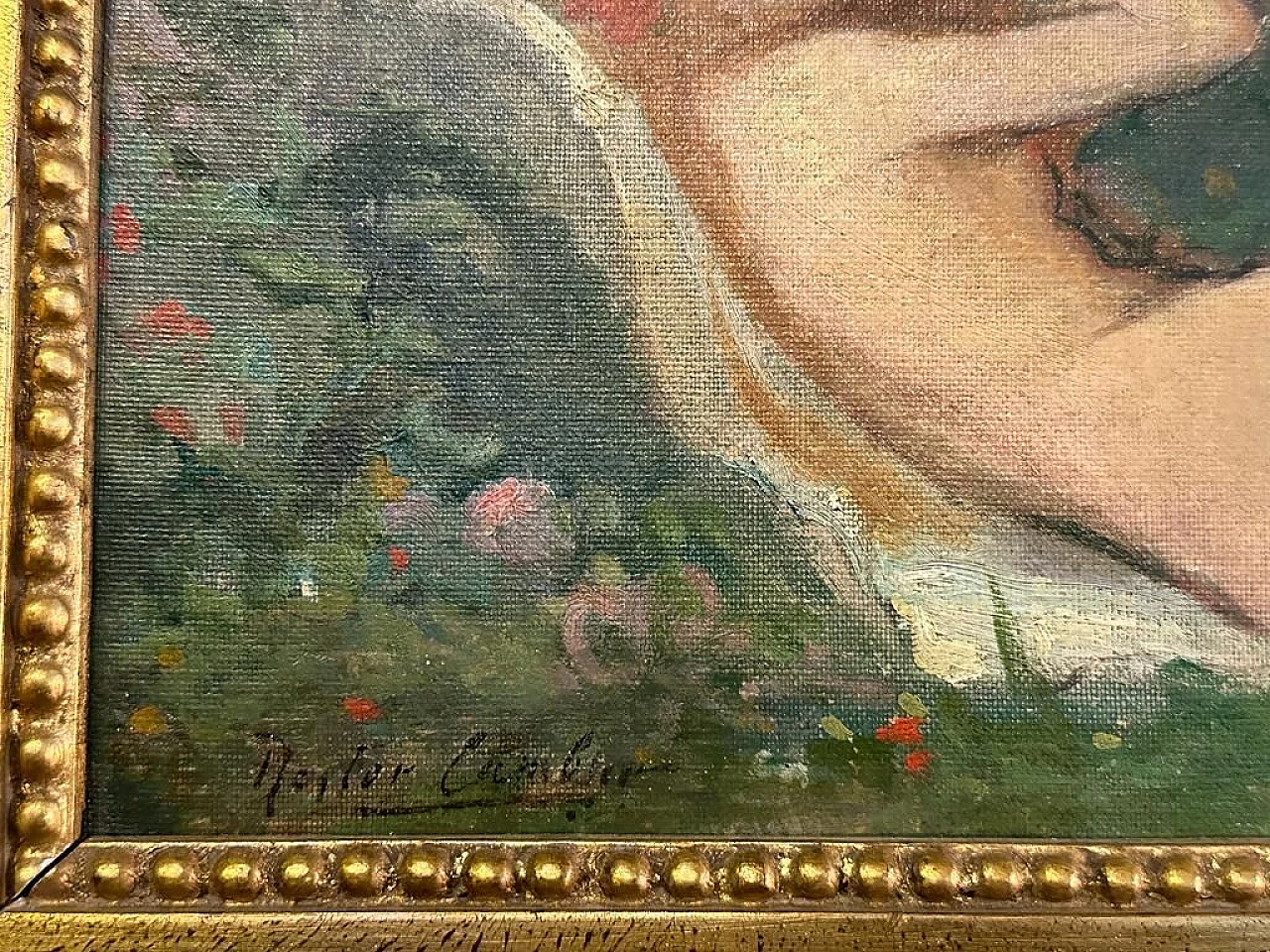 Nestor Combier, nudo femminile, dipinto a olio su tavoletta 1