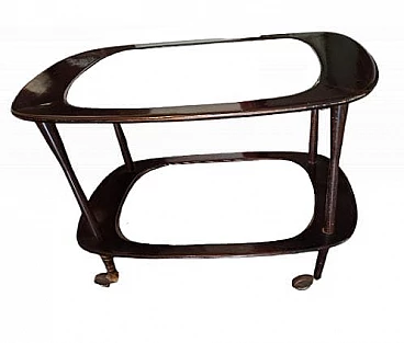 Wood and glass bar cart, 1950s