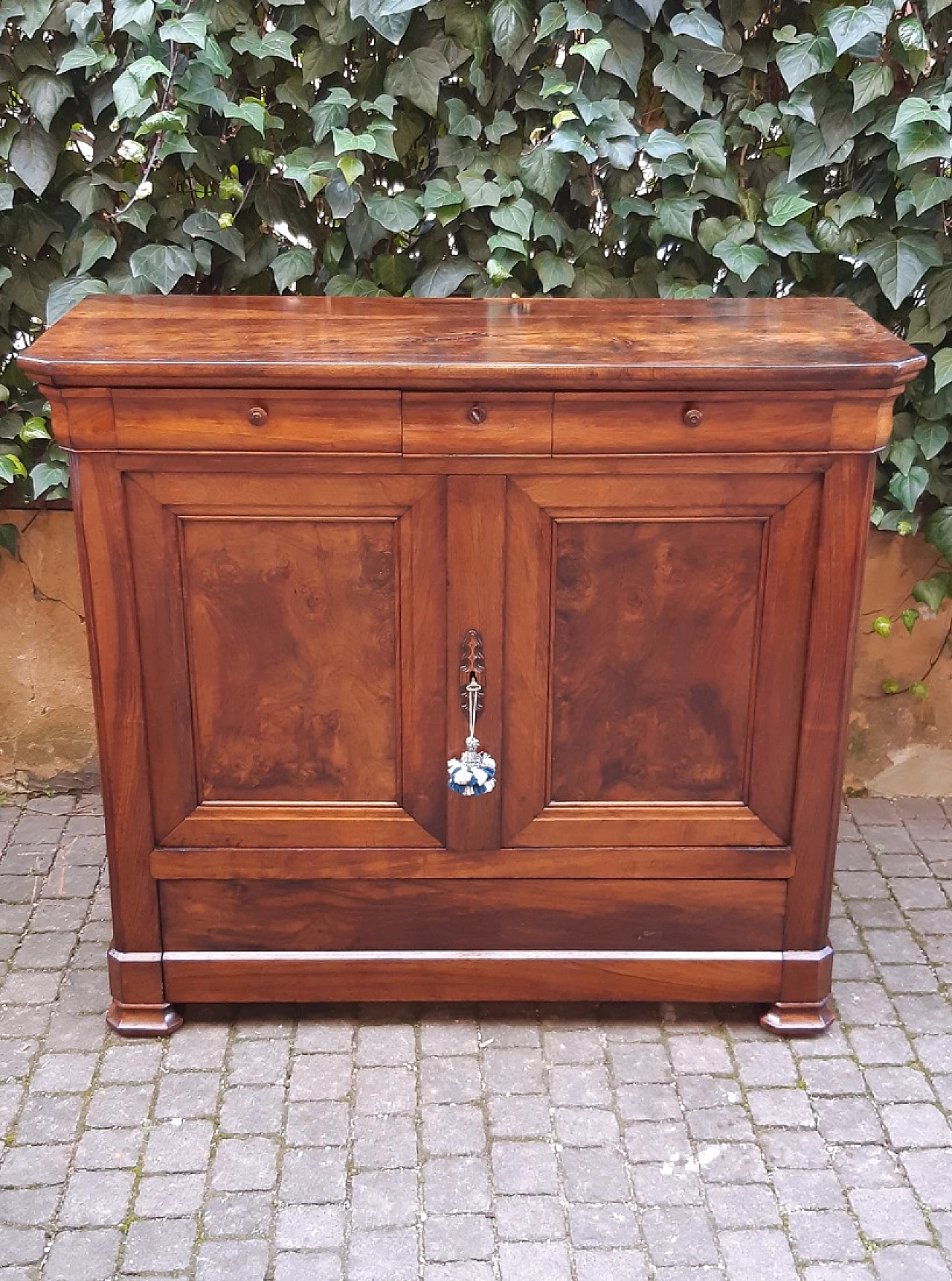 Credenza cappuccina Luigi Filippo in noce e radica di noce, '800 8