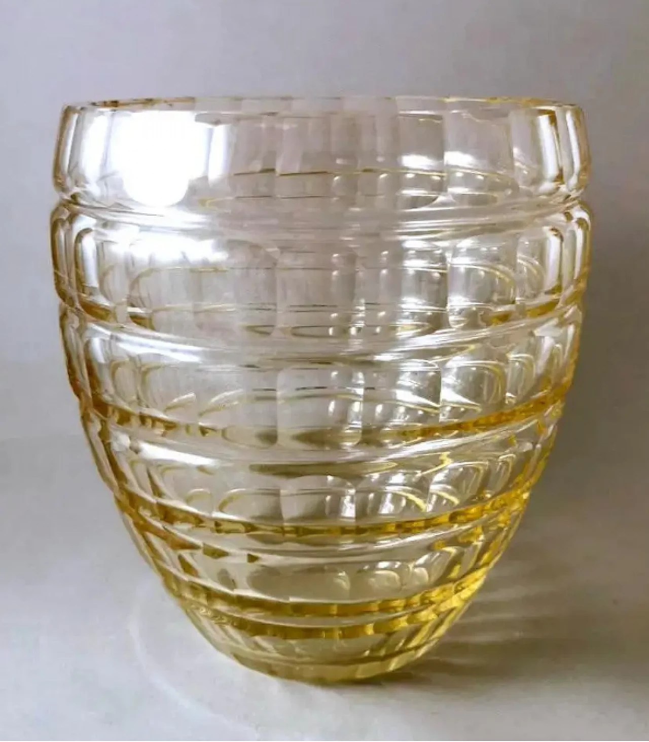 French vase in cut and ground yellow crystal, 1950s 2