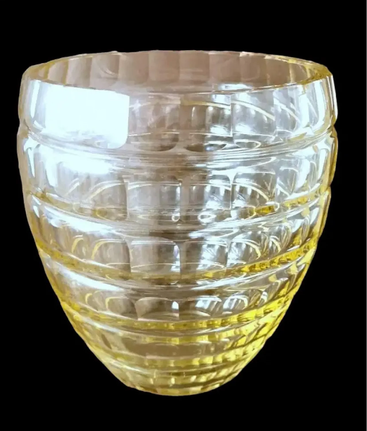 Vaso francese in cristallo giallo tagliato e molato, anni '50 3