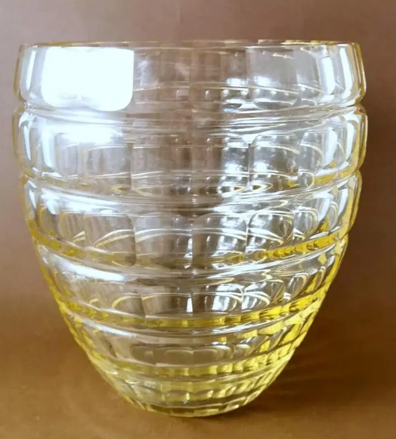 French vase in cut and ground yellow crystal, 1950s 4