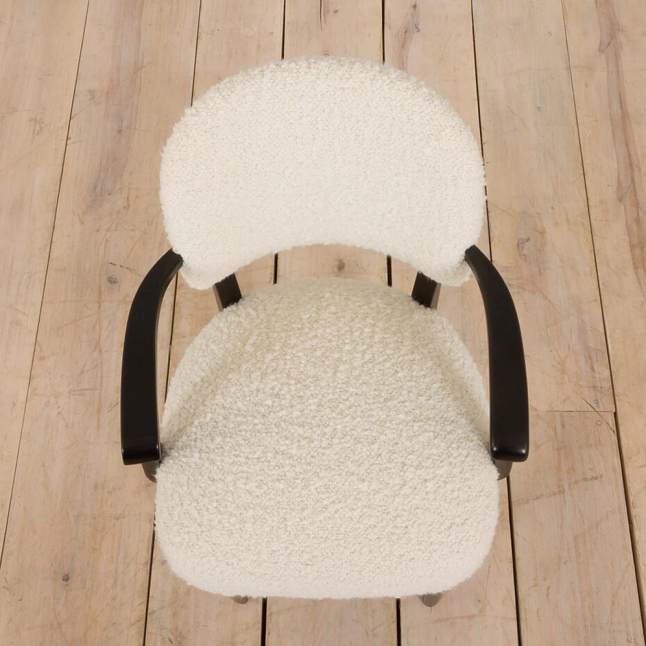 8 Sedie in legno e lana boucle di Thonet, anni '50 10