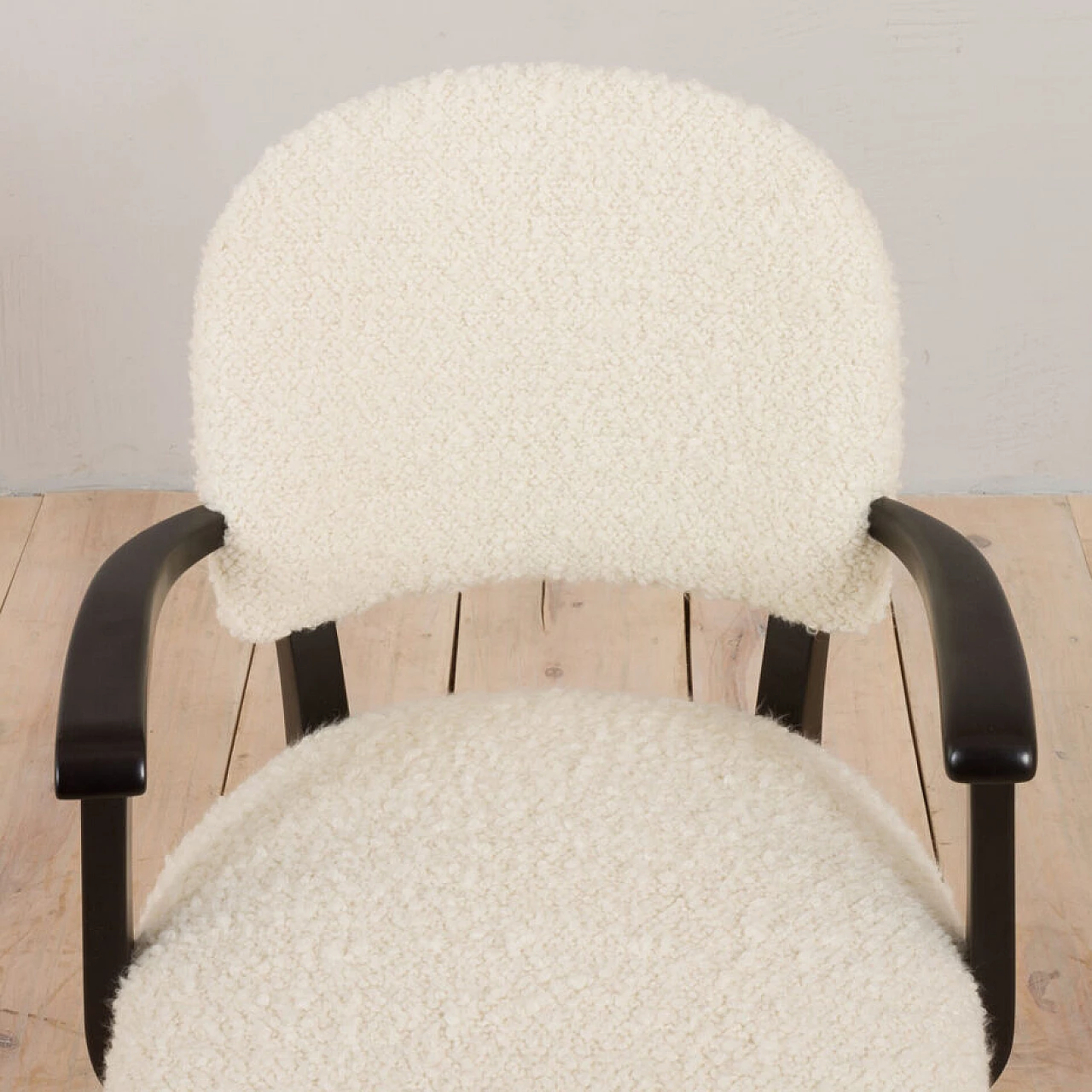 8 Sedie in legno e lana boucle di Thonet, anni '50 11