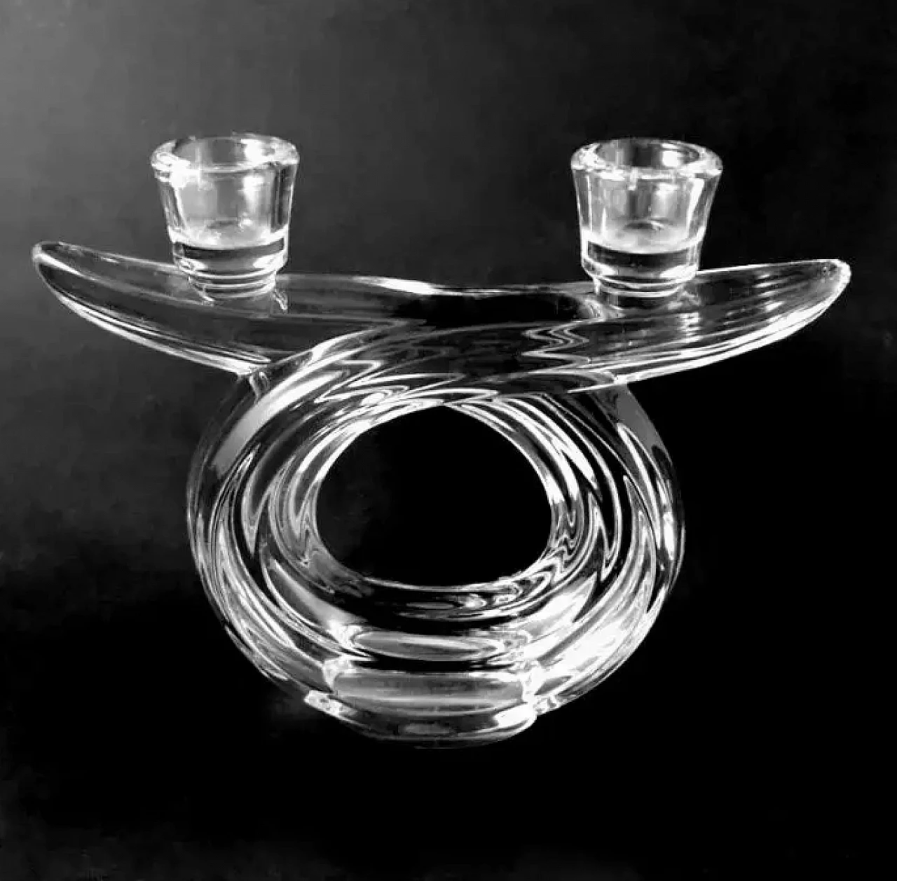 French crystal candlestick De Vannes style, 1930s 2
