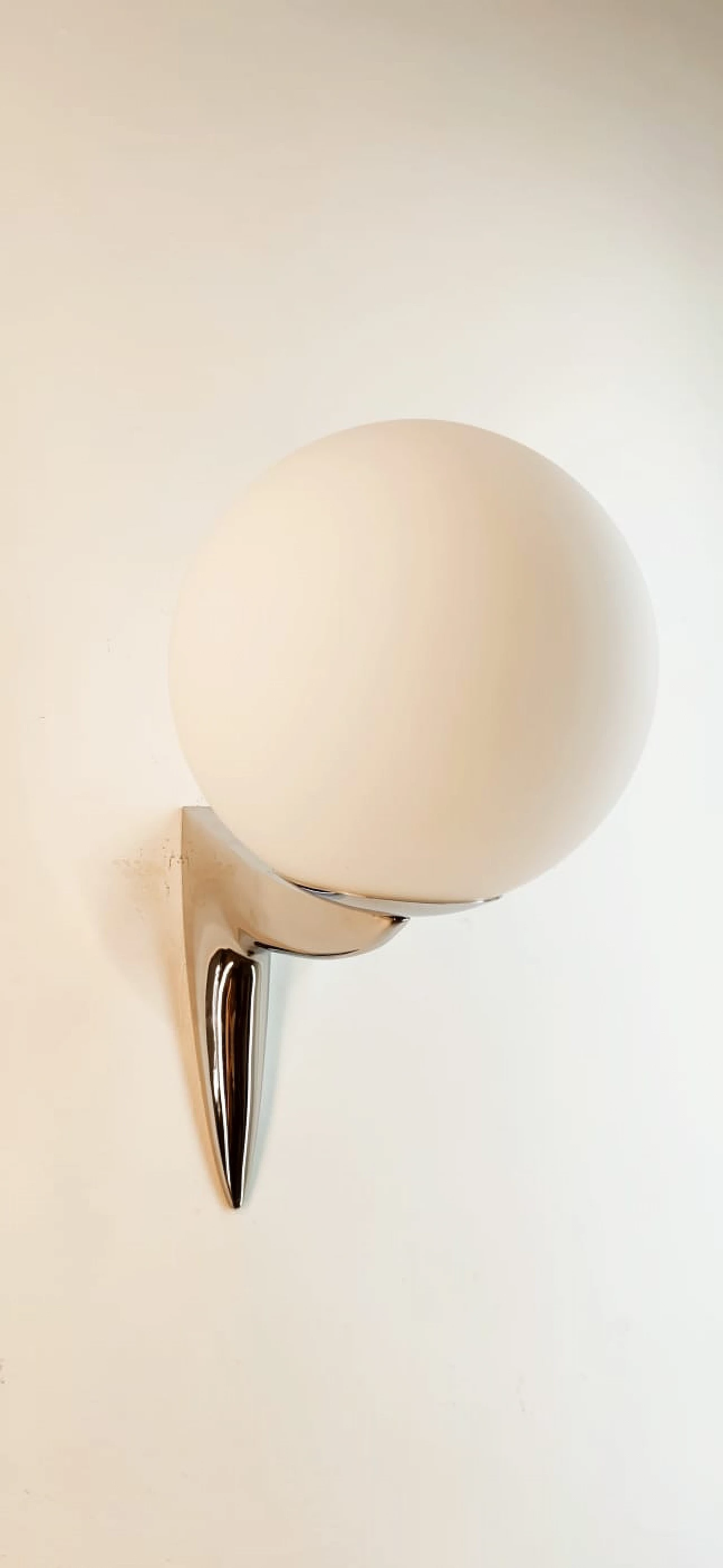 Single chrome-plated brass wall light with sphere-shaped glass, 1970s 10