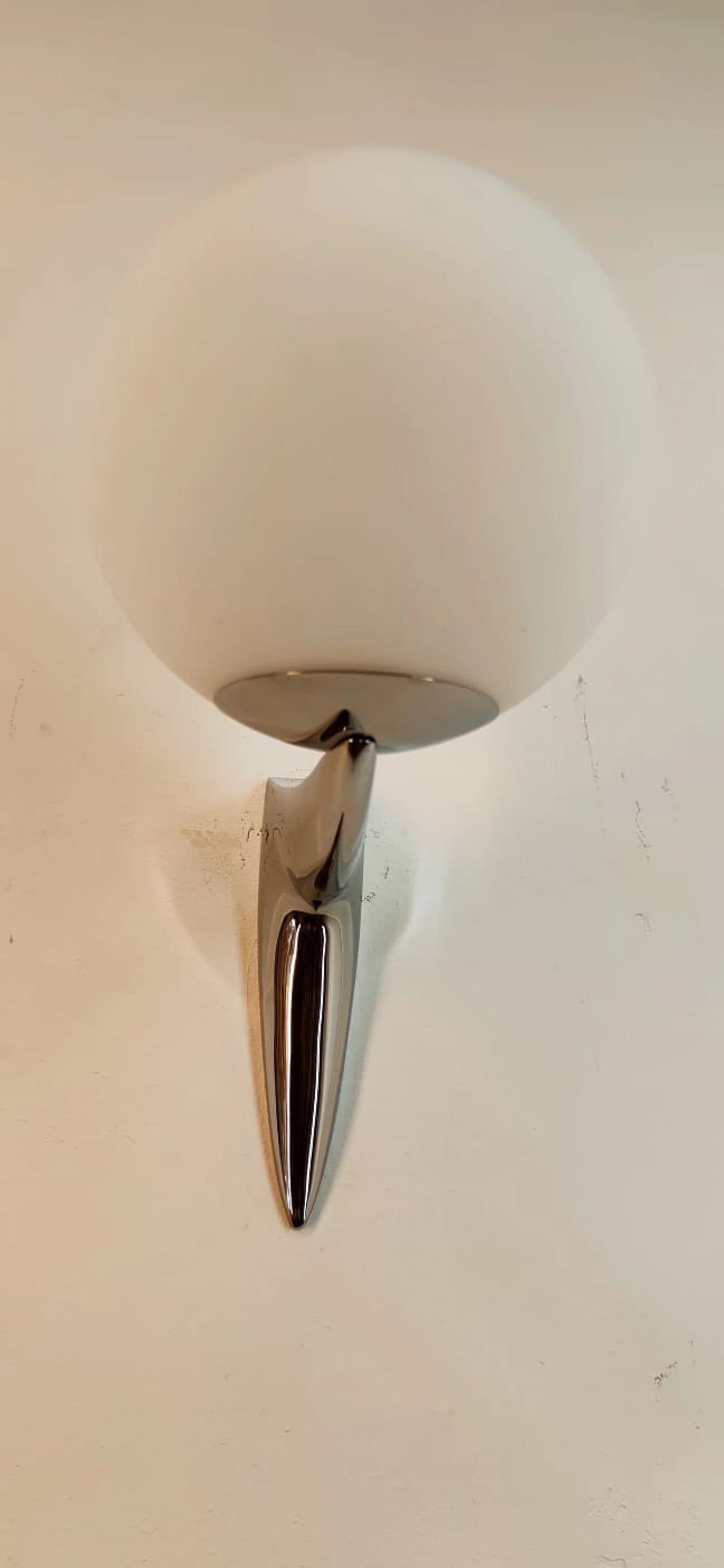 Single chrome-plated brass wall light with sphere-shaped glass, 1970s 12