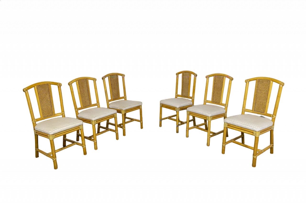 6 Wicker chairs with bamboo structure, 1970s 21