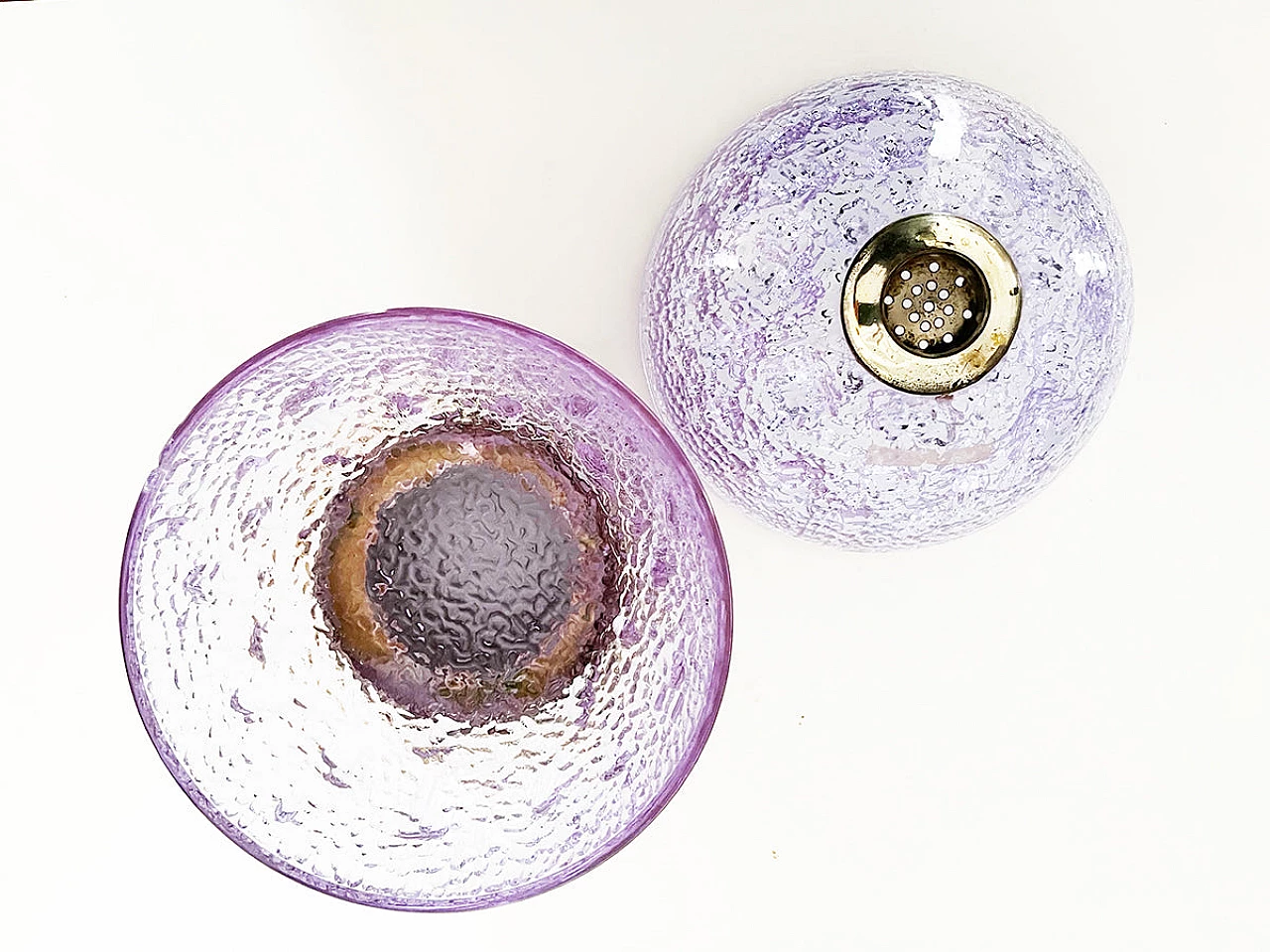 Purple crystal and gilded metal candy holder, 1970s 1