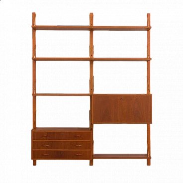 Pensile danese con scrivania in teak, anni '60