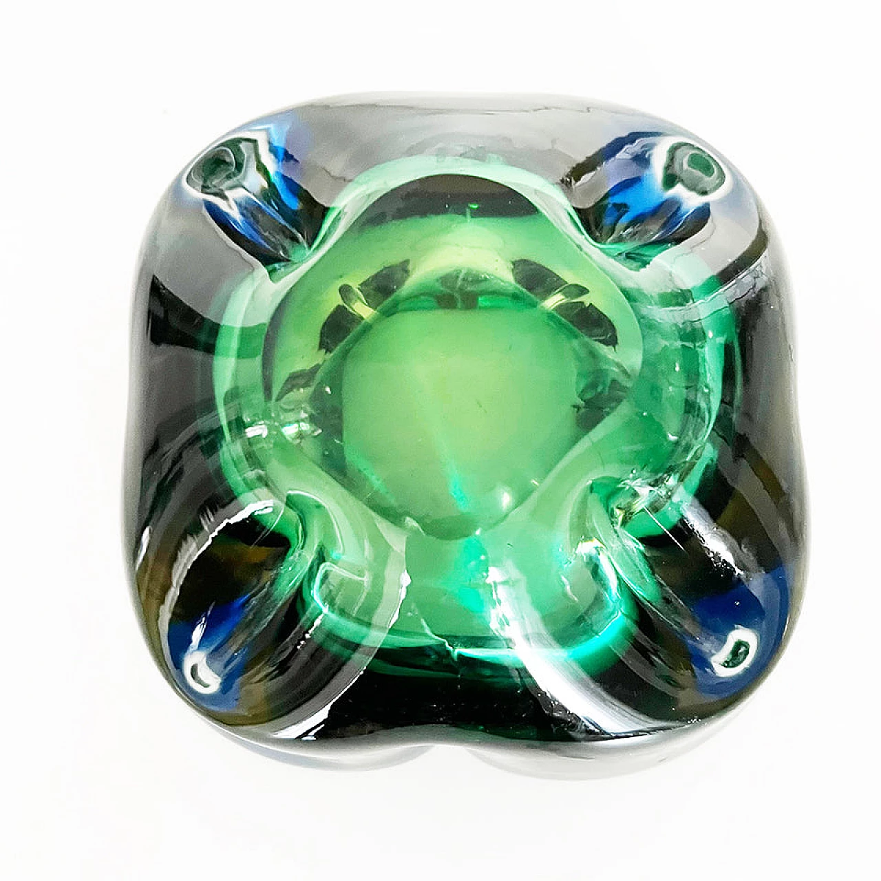 Posacenere in vetro di Murano verde per Seguso, anni '50 3