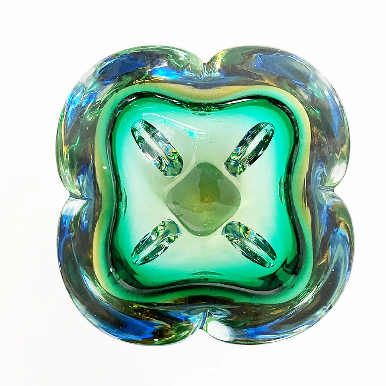 Posacenere in vetro di Murano verde per Seguso, anni '50 4