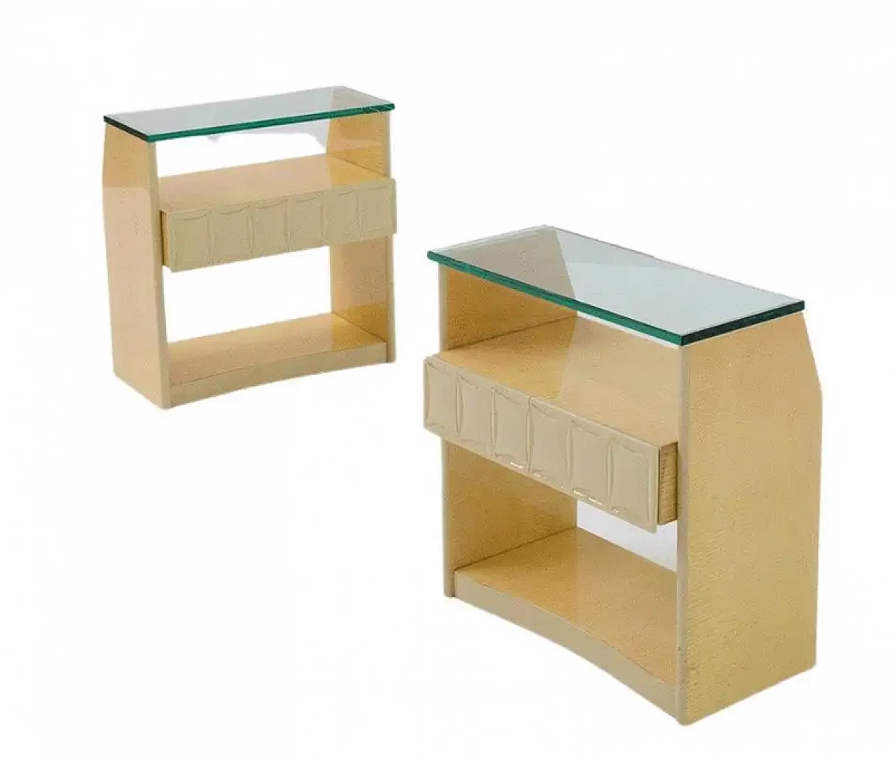 Pair of lacquered wood and glass bedside tables by Giovanni Gariboldi, 1950s 1