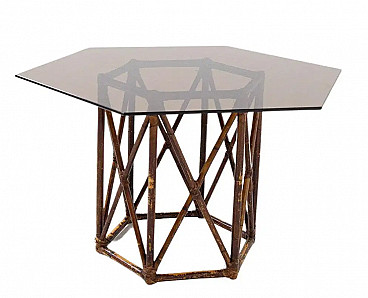 Bamboo and glass dining table by Vivai del Sud, 1970s