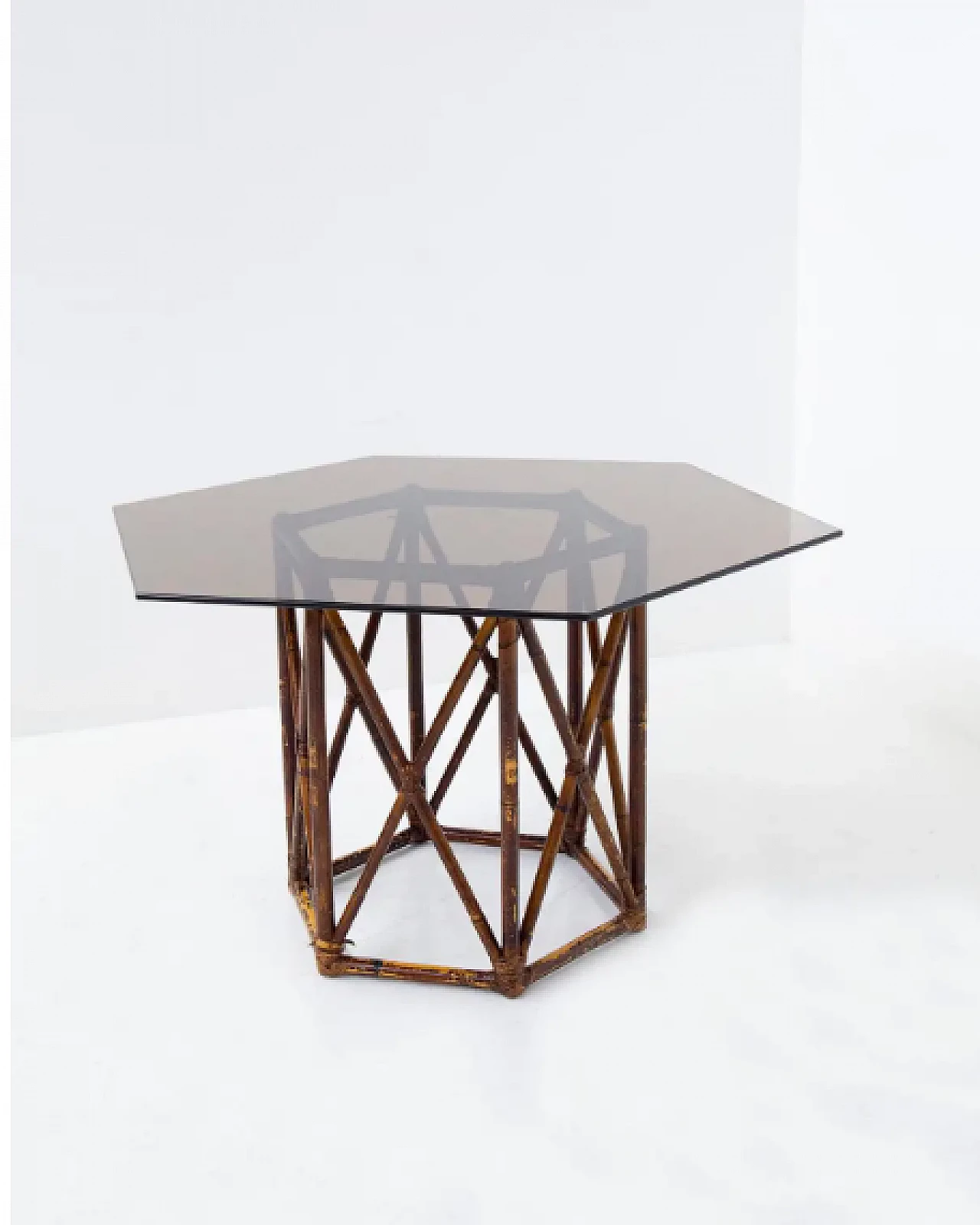 Bamboo and glass dining table by Vivai del Sud, 1970s 2