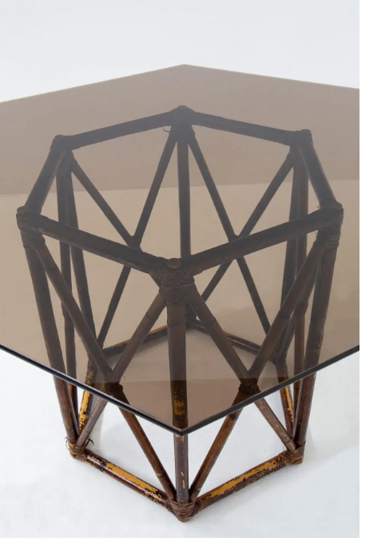 Bamboo and glass dining table by Vivai del Sud, 1970s 6