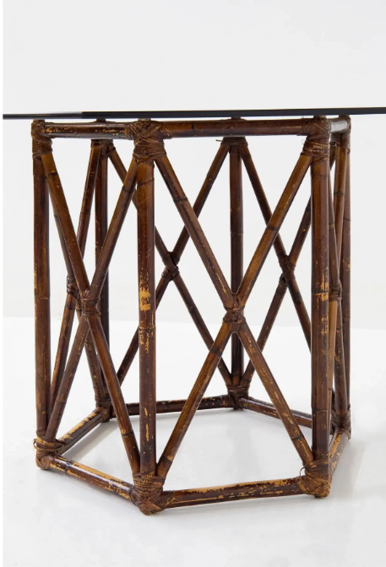 Bamboo and glass dining table by Vivai del Sud, 1970s 7