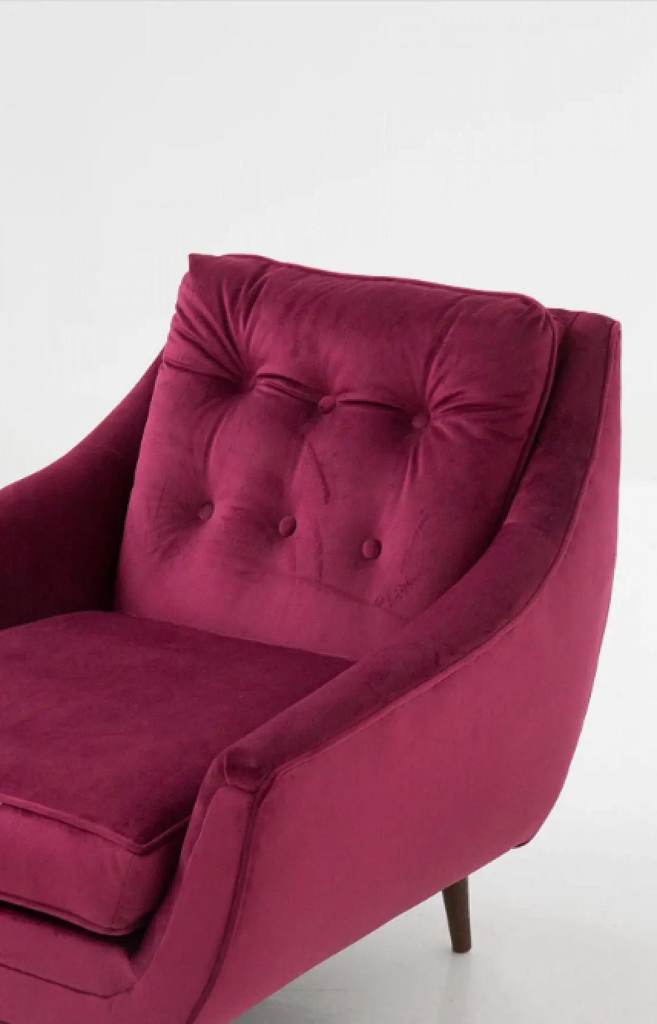 Pair of purple velvet His and Hers armchairs by Adrian Pearsall, 1950s 8