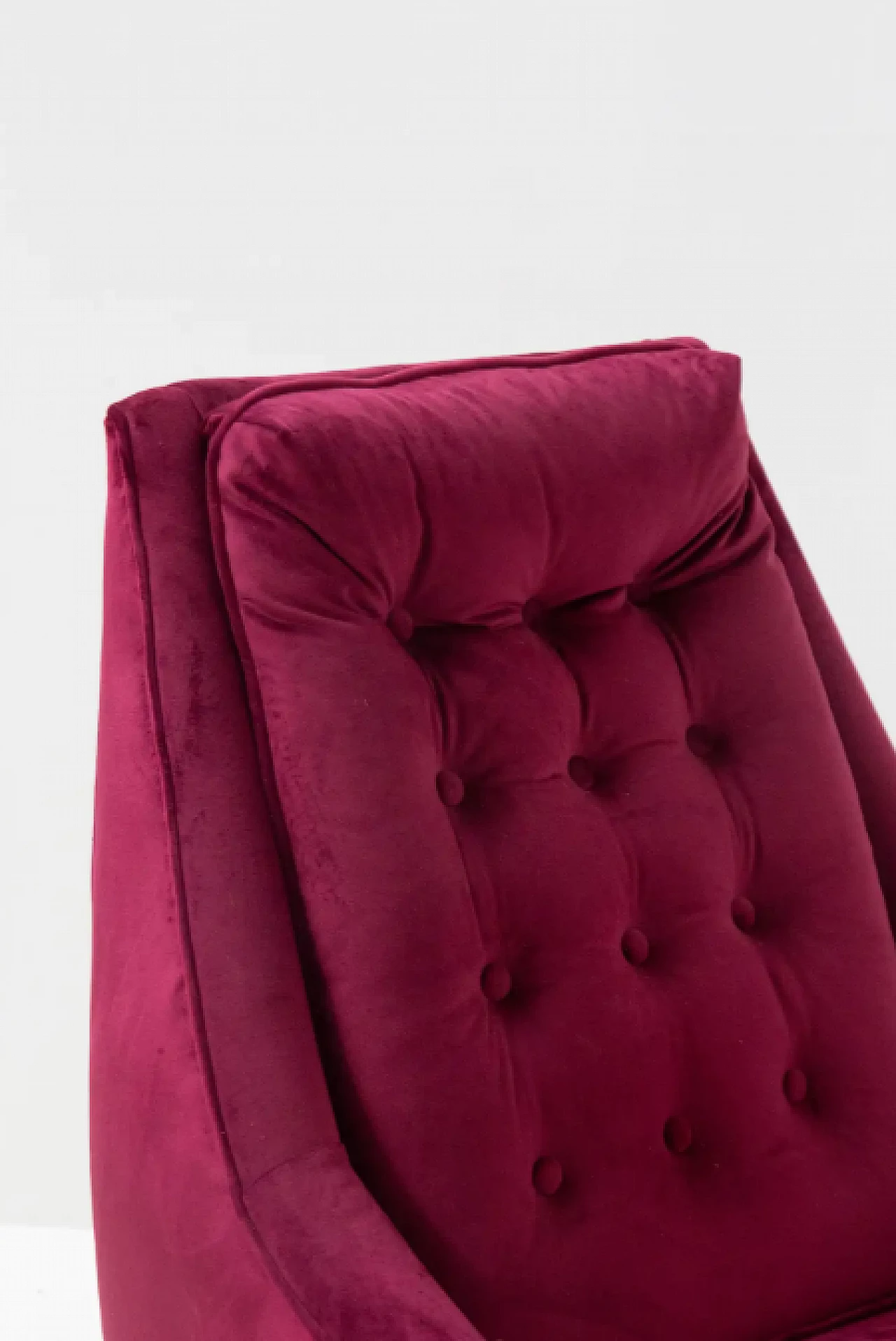 Pair of purple velvet His and Hers armchairs by Adrian Pearsall, 1950s 9