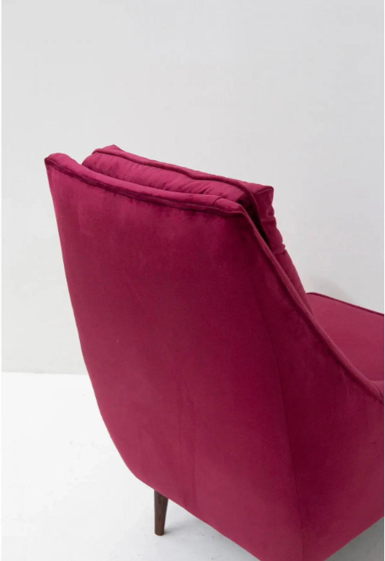 Pair of purple velvet His and Hers armchairs by Adrian Pearsall, 1950s 10