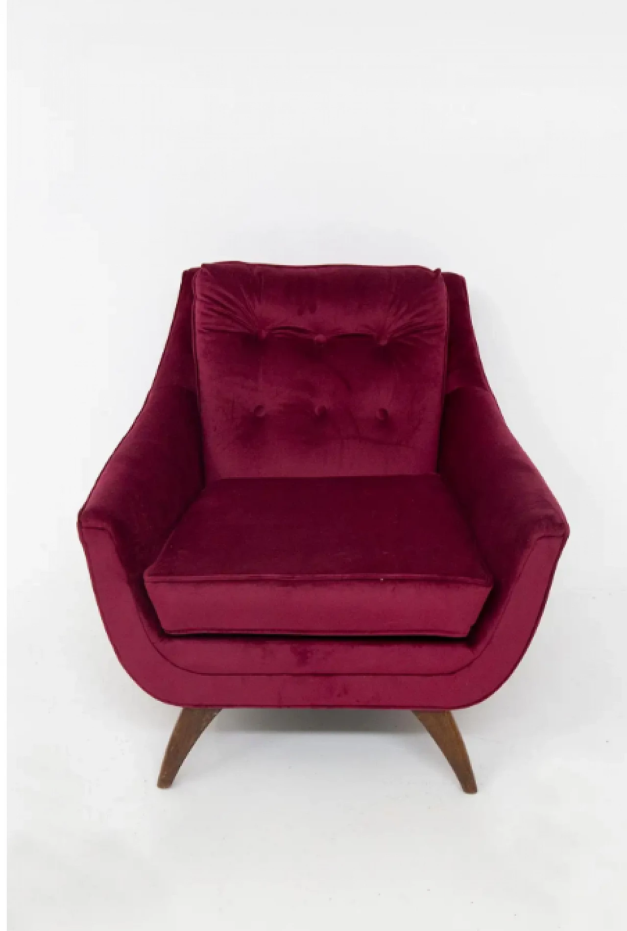 Pair of purple velvet His and Hers armchairs by Adrian Pearsall, 1950s 11