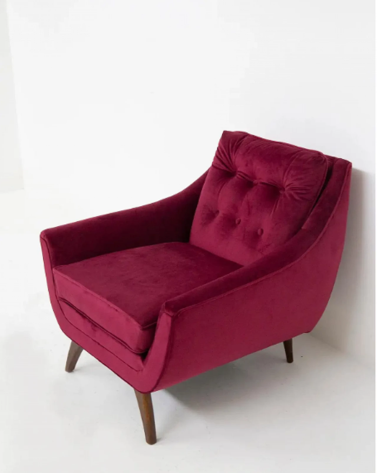 Pair of purple velvet His and Hers armchairs by Adrian Pearsall, 1950s 12