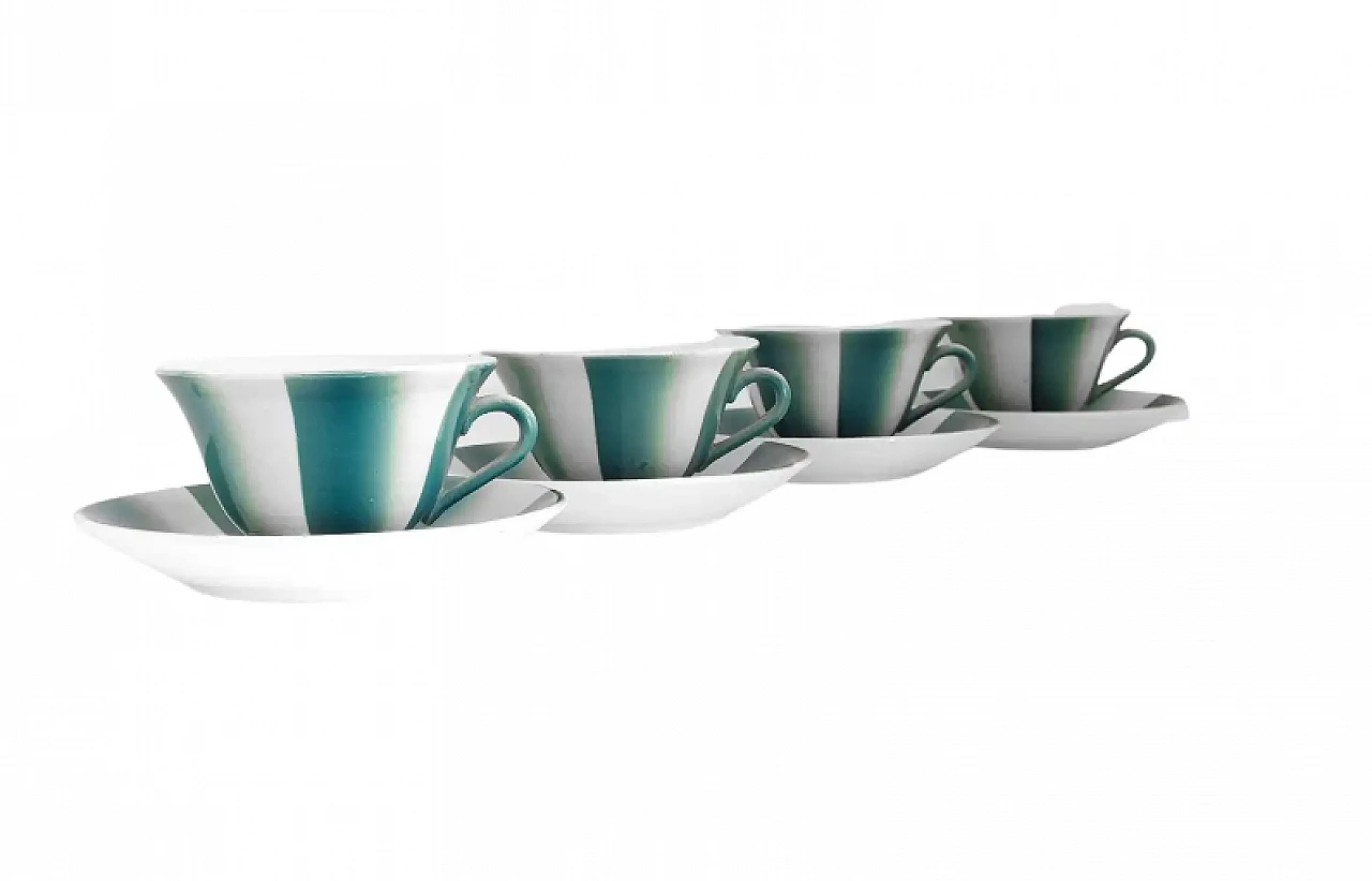 4 Ceramic cups with saucers by Andlovitz Guido for Lavenia, 1930s 1
