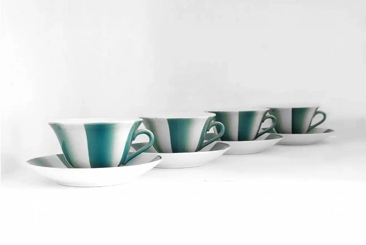 4 Ceramic cups with saucers by Andlovitz Guido for Lavenia, 1930s 3