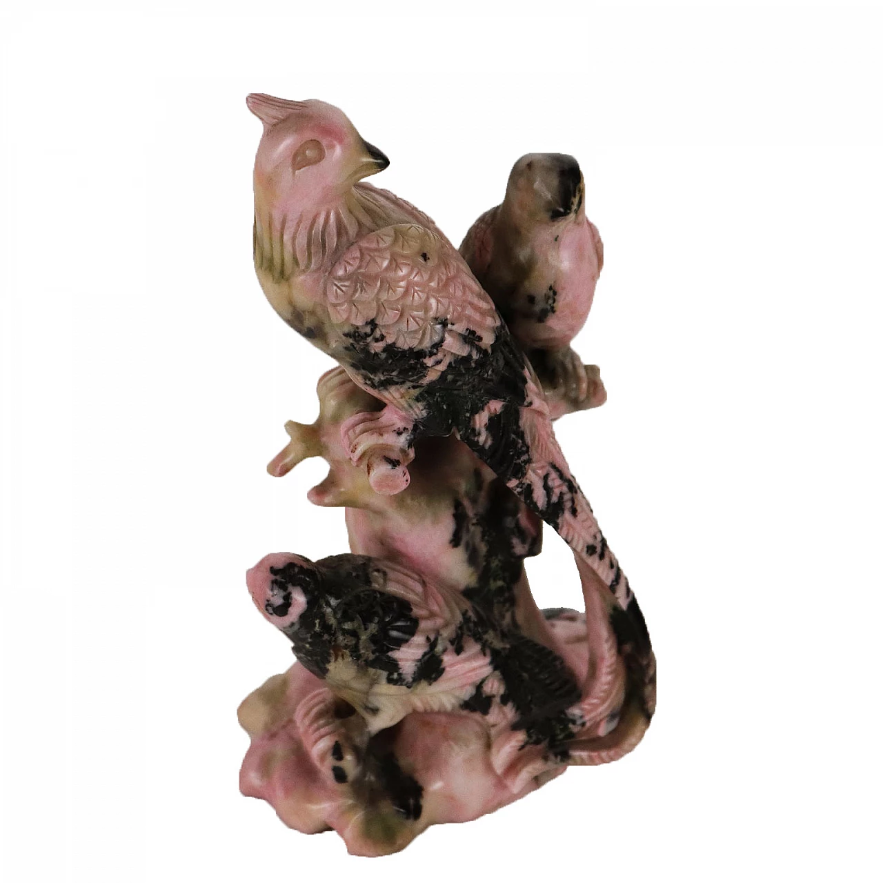 Scultura cinese di uccelli in pietra saponaria 1