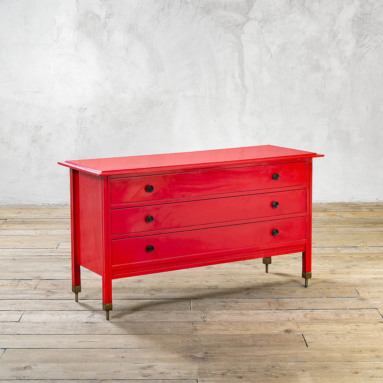 Red wooden chest of drawers by Carlo De Carli for Sormani, 1960s 5
