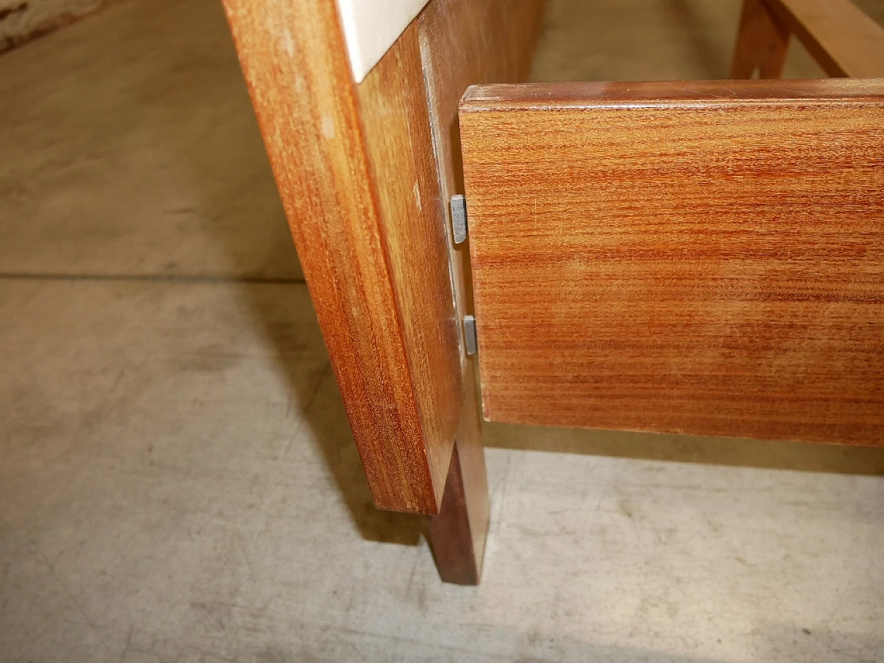 Double bed in teak veneer with leatherette headboard, 1960s 5