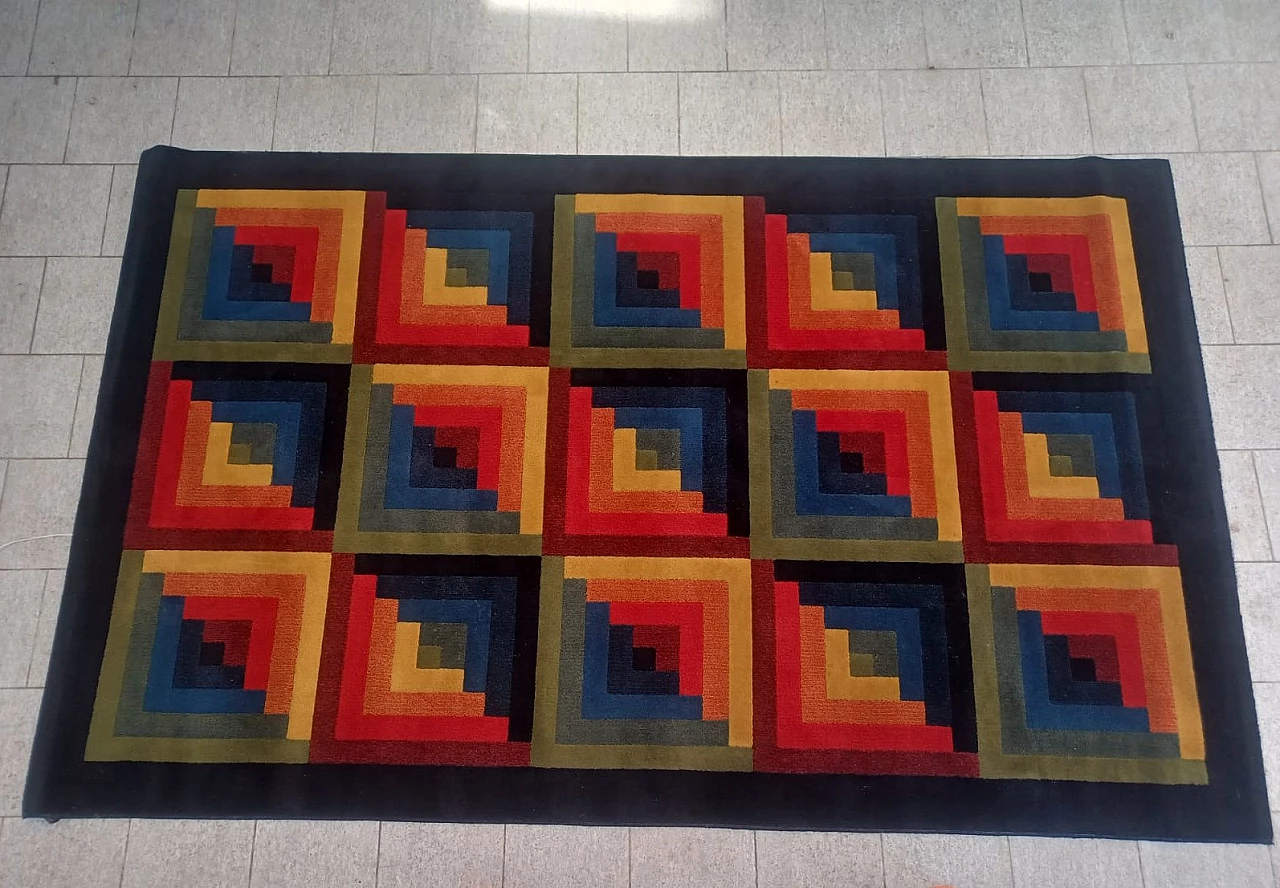 Tappeto Arlecchino in lana vergine di Missoni per T&J Vestor, anni '80 10