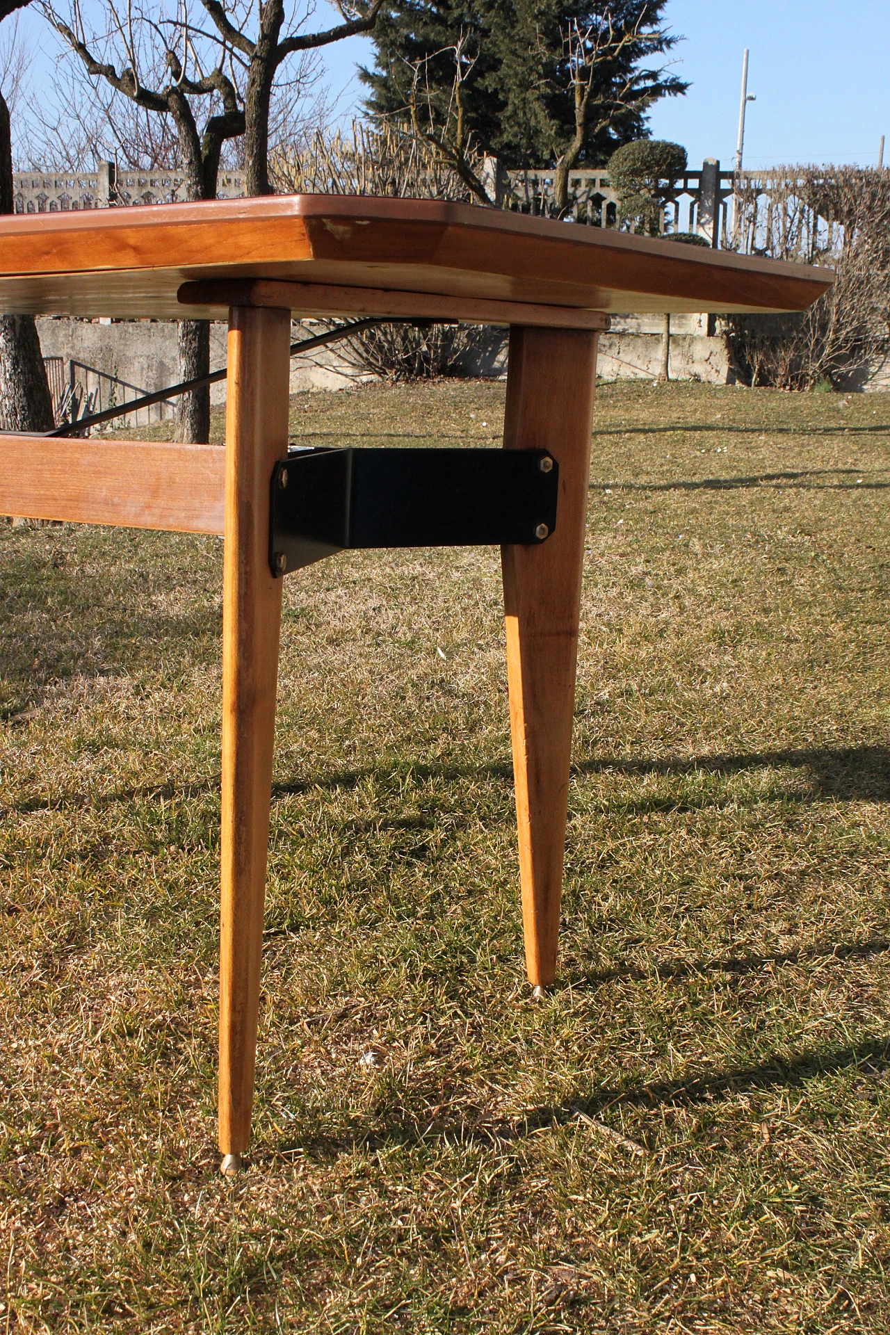 Tavolo in legno e metallo con piano in formica di Carlo Ratti, anni '60 2