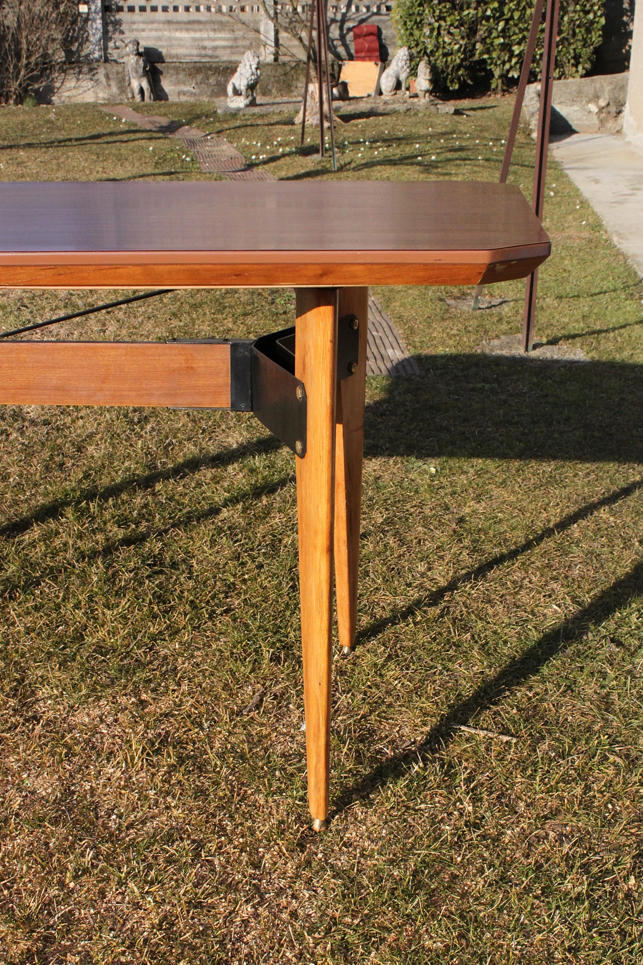 Tavolo in legno e metallo con piano in formica di Carlo Ratti, anni '60 4